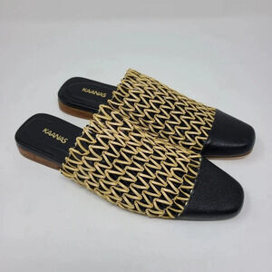 NWT Kaanas Curacao Zigzag Leather Mules 6
